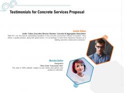 Testimonials for concrete services proposal ppt powerpoint presentation file gridlines
