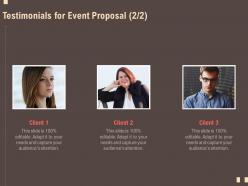 Testimonials for event proposal r123 ppt powerpoint gallery mockup