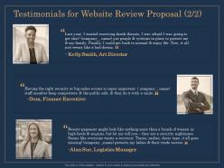 Testimonials for website review proposal security ppt file brochure