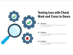 Testing icon with check mark and cross in gears