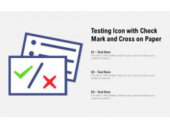 Testing icon with check mark and cross on paper