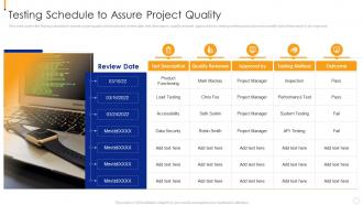 Testing Schedule To Assure Project Quality Coordinating Different Activities For Better