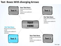 Text boxes with diverging arrows cycle process diagram powerpoint templates