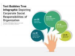 Text bubbles tree infographic depicting corporate social responsibilities of organization