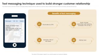 Text Messaging Technique Used To Build Stronger Customer Direct Response Marketing