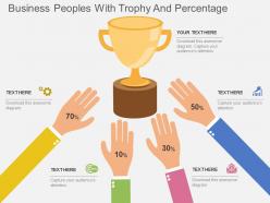 Tg business peoples with trophy and percentage flat powerpoint design