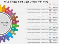 Th twelve staged semi gear design with icons flat powerpoint design