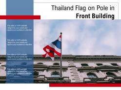 Thailand flag on pole in front building