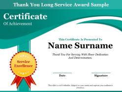 Thank you long service award sample
