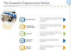 The companys cryptocurrency solution raise funds initial currency offering ppt file gridlines