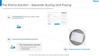 The klarna solution separate buying and paying klarna investor funding elevator ppt gallery