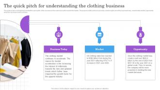 The Quick Pitch For Understanding The Clothing Business BP SS