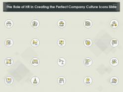 The role of hr in creating the perfect company culture icons slide ppt powerpoint presentation ideas guide
