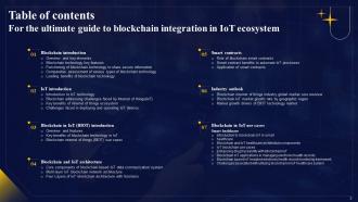 The Ultimate Guide To Blockchain Integration In IOT Ecosystem Powerpoint Presentation Slides IoT CD Aesthatic Pre-designed