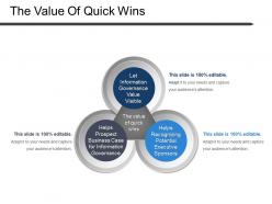The value of quick wins ppt background images