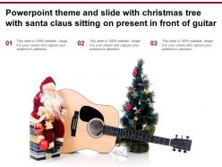 Theme and slide with christmas tree with santa claus sitting on present in front of guitar