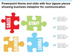 Theme and slide with four jigsaw pieces showing business metaphor for communication