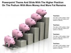 Theme and slide with the higher position on the podium with more money and more fat remains