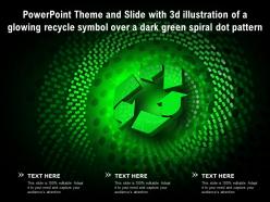 Theme slide with 3d illustration of a glowing recycle symbol over a dark green spiral dot pattern