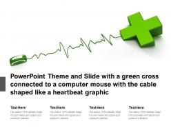 Theme slide with a green cross connected to a computer mouse with cable shaped like a heartbeat graphic