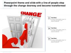 Theme Slide With A Line Of People Step Through The Change Doorway And Become Transformed