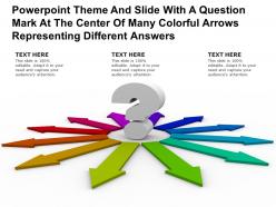 Theme slide with a question mark at center of many colorful arrows representing different answers