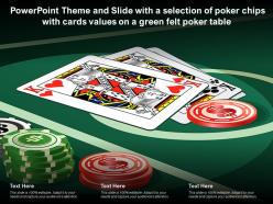 Theme slide with a selection of poker chips with cards values on a green felt poker table