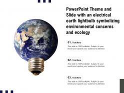 Theme slide with an electrical earth lightbulb symbolizing environmental concerns ecology