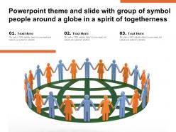 Theme slide with group of symbol people around a globe in a spirit of togetherness