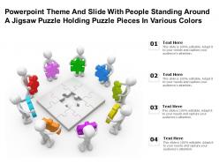 Theme slide with people standing around a jigsaw puzzle holding puzzle pieces in various colors