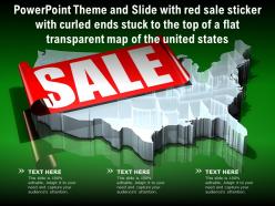 Theme Slide With Red Sale Sticker With Curled Ends Stuck To Top Of A Flat Transparent Map Of United States
