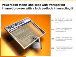 Theme slide with transparent internet browser with a lock padlock intersecting it