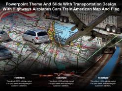 Theme slide with transportation design with highways airplanes cars train american map flag