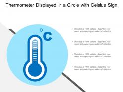Thermometer displayed in a circle with celsius sign