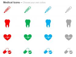 Thermometer teeth ecg tablets ppt icons graphics
