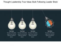 Thought leadership four ideas bulb following leader brain