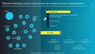 Thread Technology Used In Smart Homes For Seamless Device Iot Smart Homes Automation IOT SS
