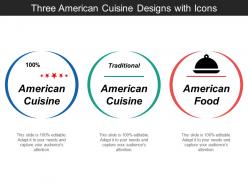 Three american cuisine designs with icons