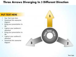 Three arrows diverging 3 different direction circular flow process powerpoint templates