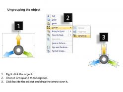 Three arrows diverging 3 different direction circular flow process powerpoint templates
