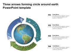 Three arrows forming circle around earth powerpoint template
