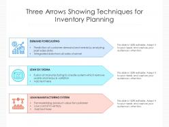 Three arrows showing techniques for inventory planning