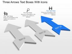 Three arrows text boxes with icons powerpoint template slide