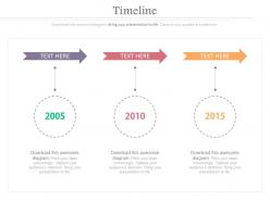 Three arrows timeline with years for business powerpoint slides