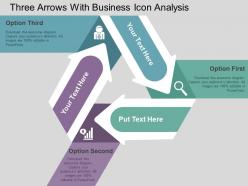Three arrows with business icon analysis flat powerpoint design