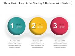 Three basic elements for starting a business with circles powerpoint slide template