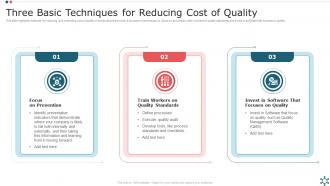 Three Basic Techniques For Reducing Cost Of Quality
