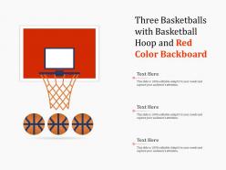 Three basketballs with basketball hoop and red color backboard