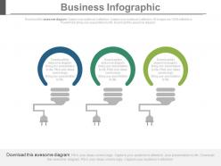 Three bulbs for business idea generation powerpoint slides