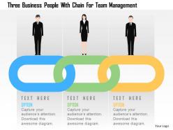 Three business people with chain for team management flat powerpoint design